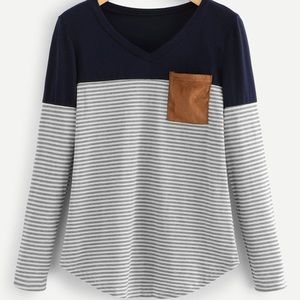 NWOT Long sleeve striped shirt with pocket